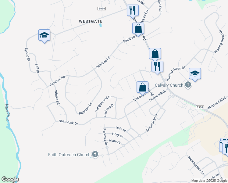 map of restaurants, bars, coffee shops, grocery stores, and more near 313 Cedar Creek Drive in Jacksonville
