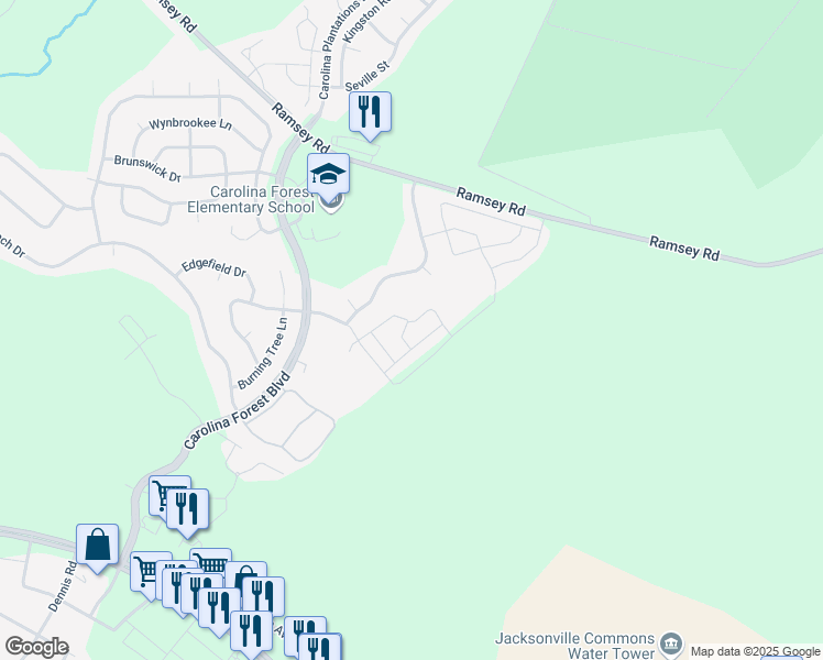 map of restaurants, bars, coffee shops, grocery stores, and more near 306 Ashwood Drive in Jacksonville
