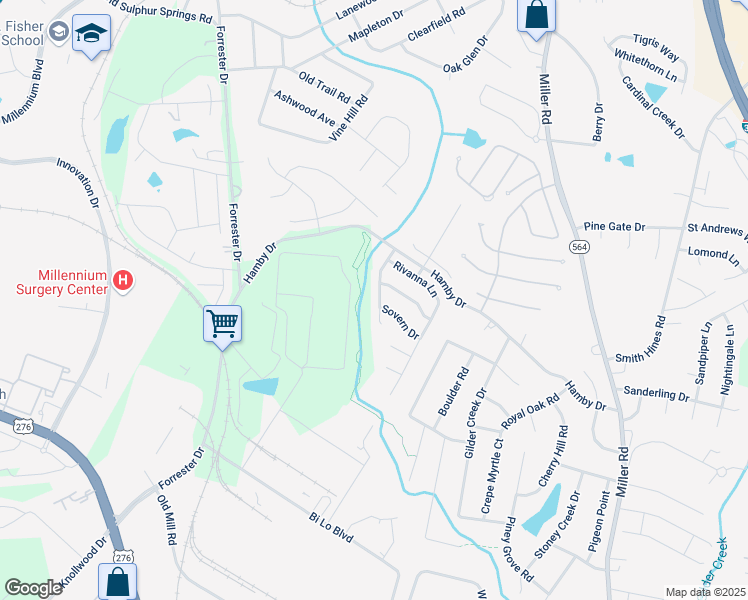 map of restaurants, bars, coffee shops, grocery stores, and more near 216 Roanoke Way in Greenville