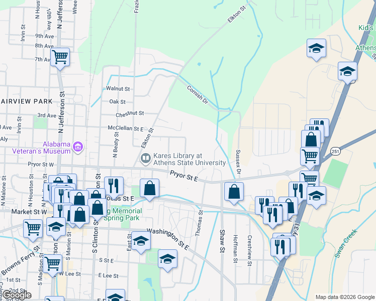 map of restaurants, bars, coffee shops, grocery stores, and more near 426 Rogers Street in Athens