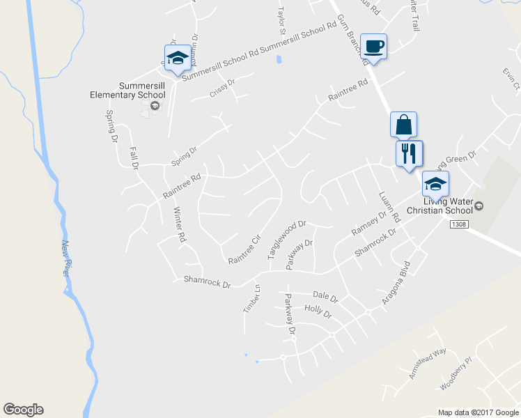 map of restaurants, bars, coffee shops, grocery stores, and more near 132 Woodbridge Court in Jacksonville