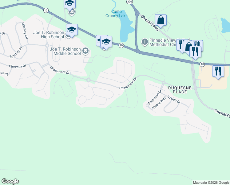 map of restaurants, bars, coffee shops, grocery stores, and more near 2 Chelle Cove in Little Rock
