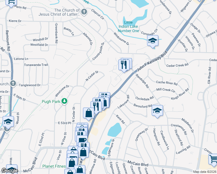 map of restaurants, bars, coffee shops, grocery stores, and more near Springvale Road in North Little Rock