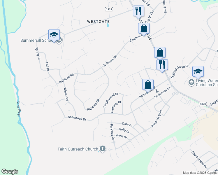map of restaurants, bars, coffee shops, grocery stores, and more near 182 Raintree Circle in Jacksonville