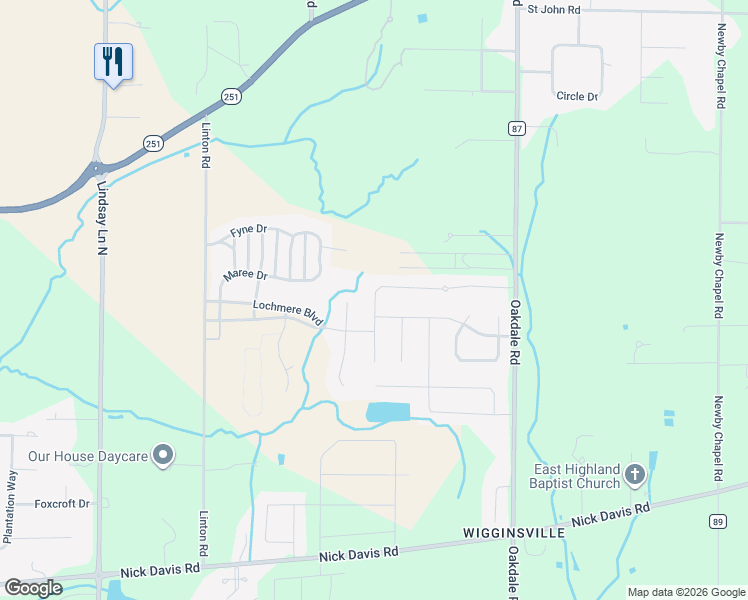 map of restaurants, bars, coffee shops, grocery stores, and more near 22627 Oakdale Ridge Lane in Athens