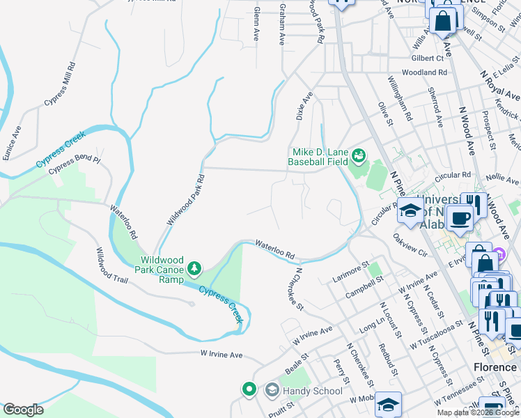 map of restaurants, bars, coffee shops, grocery stores, and more near 905 Fairchild Avenue in Florence