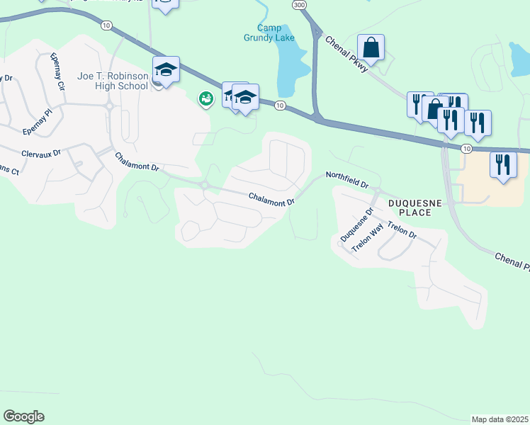 map of restaurants, bars, coffee shops, grocery stores, and more near 2 Chelle Cove in Little Rock