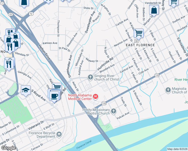 map of restaurants, bars, coffee shops, grocery stores, and more near 200 Marietta Street in Florence