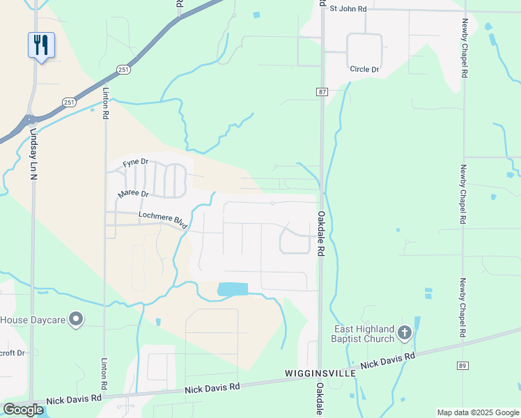 map of restaurants, bars, coffee shops, grocery stores, and more near 22784 Oakdale Ridge Lane in Athens