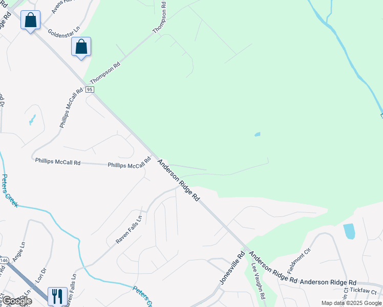 map of restaurants, bars, coffee shops, grocery stores, and more near 119 White Circle in Greer