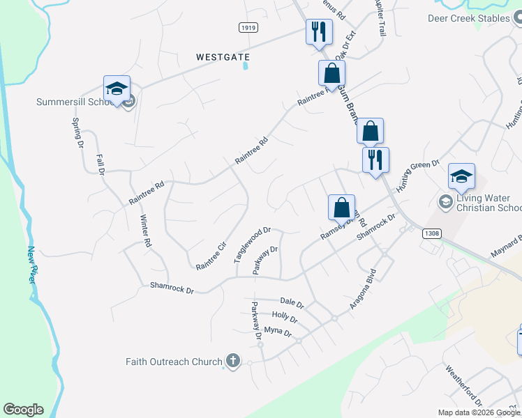 map of restaurants, bars, coffee shops, grocery stores, and more near 182 Raintree Circle in Jacksonville