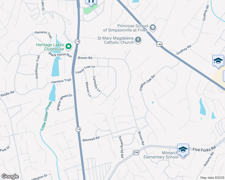 map of restaurants, bars, coffee shops, grocery stores, and more near 422 Laurel Tree Lane in Simpsonville