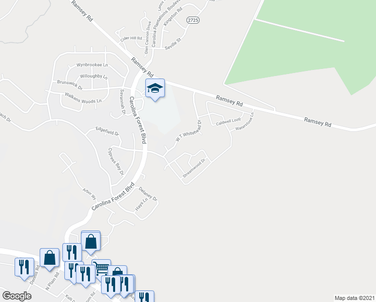 map of restaurants, bars, coffee shops, grocery stores, and more near 706 Springwood Drive in Jacksonville