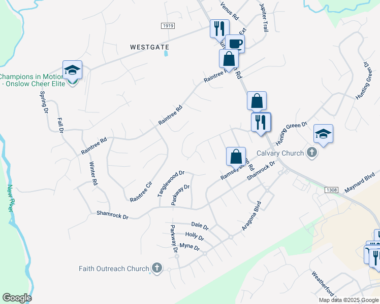 map of restaurants, bars, coffee shops, grocery stores, and more near 230 Cedar Creek Drive in Jacksonville