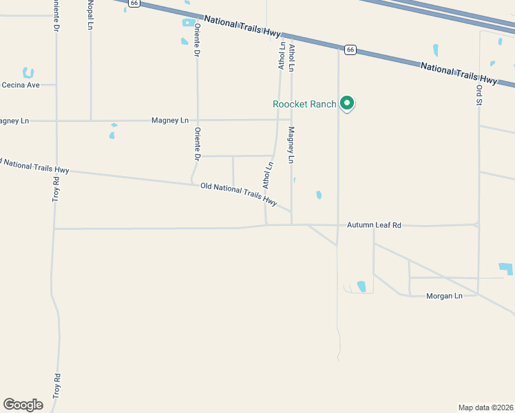 map of restaurants, bars, coffee shops, grocery stores, and more near 30550 Athol Lane in Newberry Springs