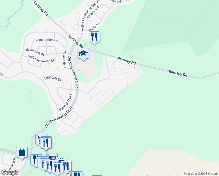 map of restaurants, bars, coffee shops, grocery stores, and more near 2022 W.T. Whitehead Drive in Jacksonville