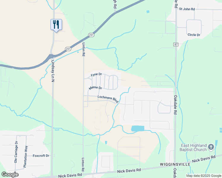 map of restaurants, bars, coffee shops, grocery stores, and more near 17462 Maree Drive in Athens