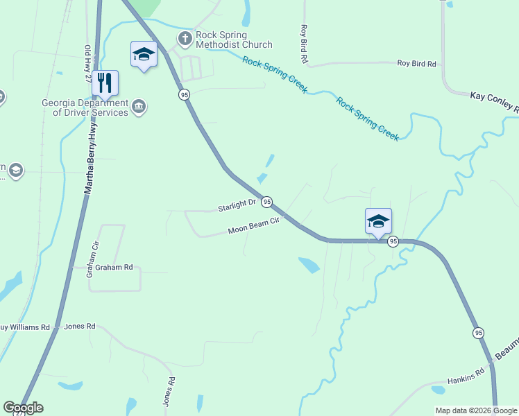 map of restaurants, bars, coffee shops, grocery stores, and more near 38 Starlight Drive in Rock Spring