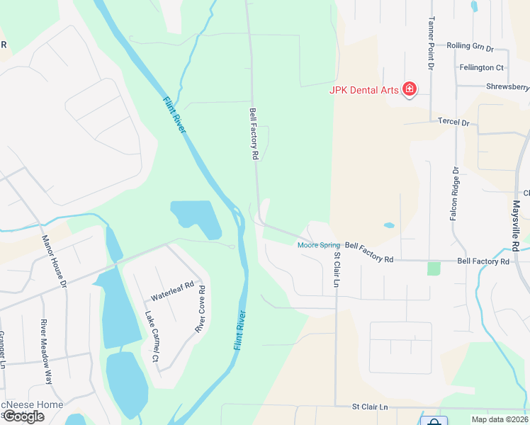 map of restaurants, bars, coffee shops, grocery stores, and more near 580 Bell Factory Road in Huntsville