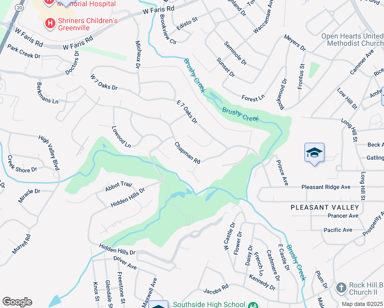 map of restaurants, bars, coffee shops, grocery stores, and more near 217 Chapman Road in Greenville