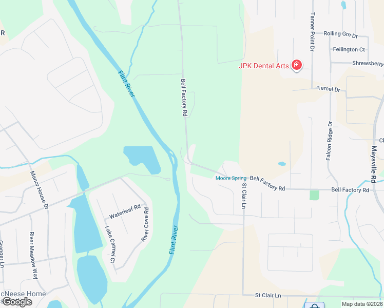 map of restaurants, bars, coffee shops, grocery stores, and more near 580 Bell Factory Road in Huntsville