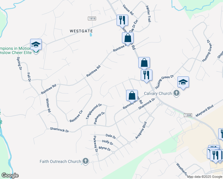 map of restaurants, bars, coffee shops, grocery stores, and more near 219 Cedar Creek Drive in Jacksonville
