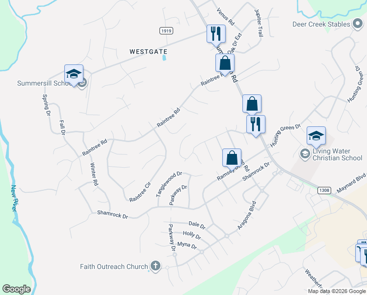 map of restaurants, bars, coffee shops, grocery stores, and more near 230 Cedar Creek Drive in Jacksonville