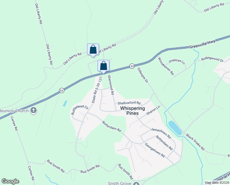 map of restaurants, bars, coffee shops, grocery stores, and more near 205 Sherwood Road in Easley