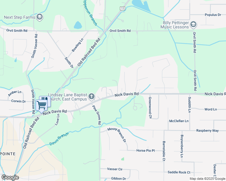 map of restaurants, bars, coffee shops, grocery stores, and more near 1545 Nick Davis Road in Harvest