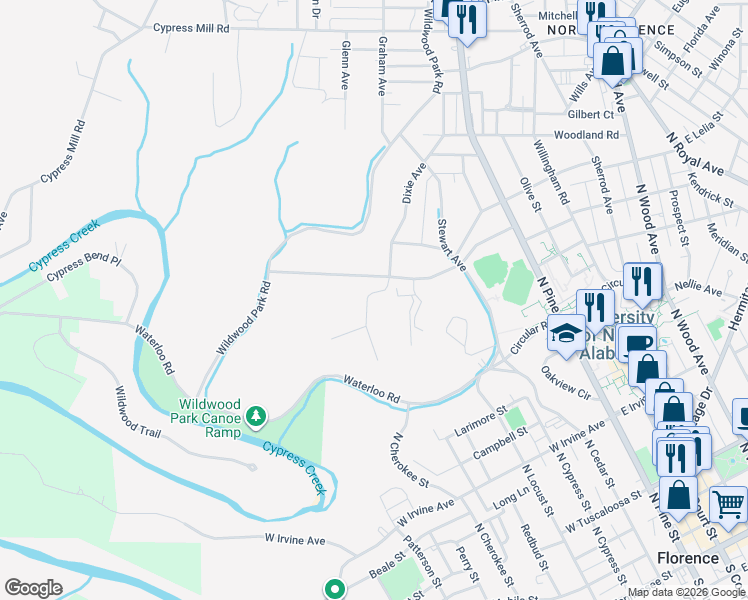 map of restaurants, bars, coffee shops, grocery stores, and more near 816 Dixie Avenue in Florence