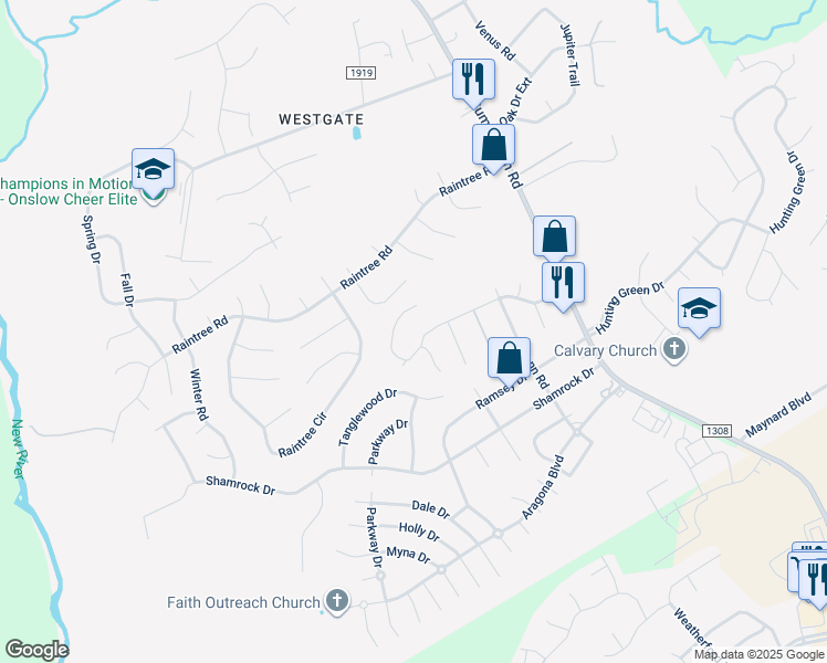 map of restaurants, bars, coffee shops, grocery stores, and more near 230 Cedar Creek Drive in Jacksonville