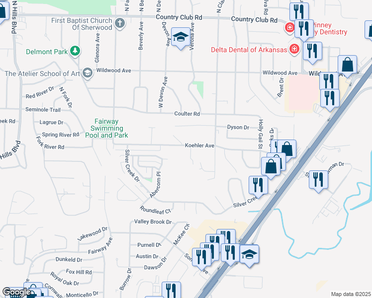 map of restaurants, bars, coffee shops, grocery stores, and more near 907 Koehler Avenue in Sherwood