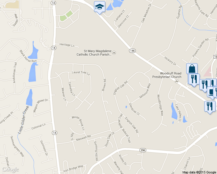 map of restaurants, bars, coffee shops, grocery stores, and more near 329 Brown Road in Simpsonville
