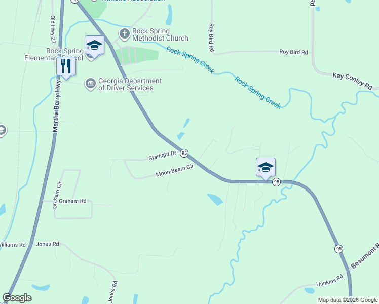 map of restaurants, bars, coffee shops, grocery stores, and more near 1017 Georgia 95 in Rock Spring