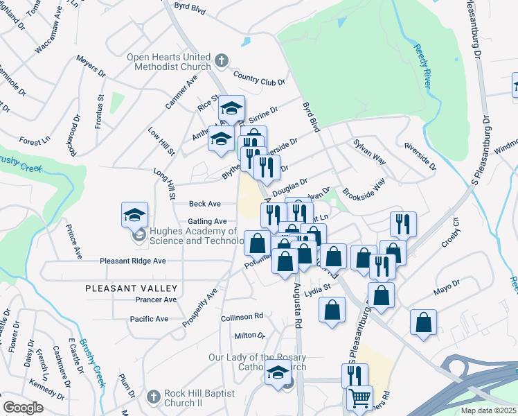 map of restaurants, bars, coffee shops, grocery stores, and more near 3110 Augusta Street in Greenville