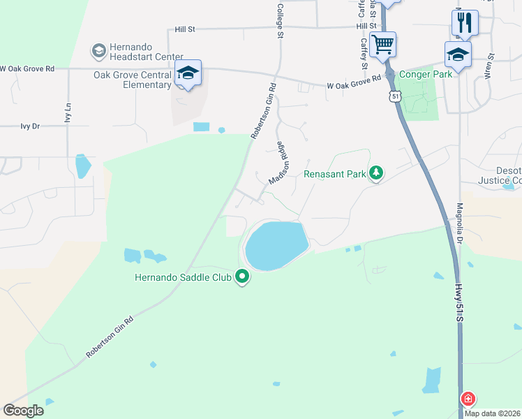 map of restaurants, bars, coffee shops, grocery stores, and more near 681 Pond View Circle in Hernando