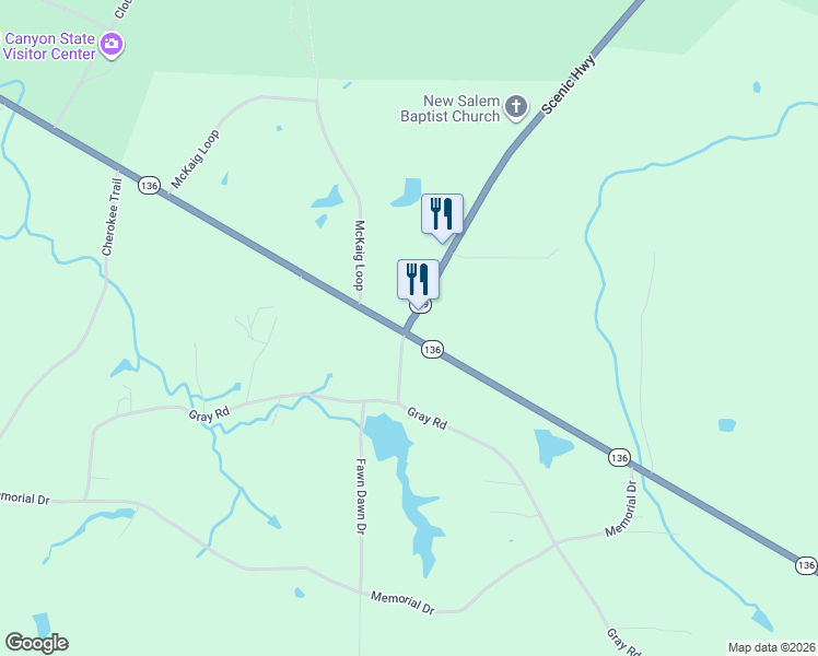 map of restaurants, bars, coffee shops, grocery stores, and more near 31 Scenic Highway in Rising Fawn