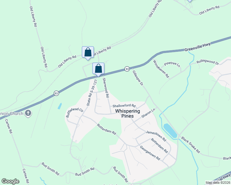 map of restaurants, bars, coffee shops, grocery stores, and more near 205 Sherwood Road in Easley