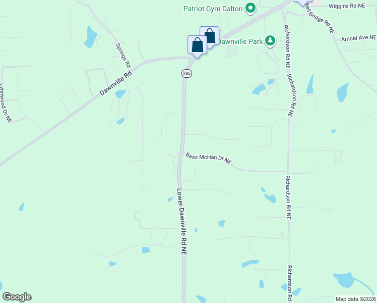 map of restaurants, bars, coffee shops, grocery stores, and more near 615 Dawnville Road Northeast in Dalton