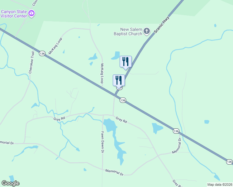 map of restaurants, bars, coffee shops, grocery stores, and more near 31 Scenic Highway in Rising Fawn