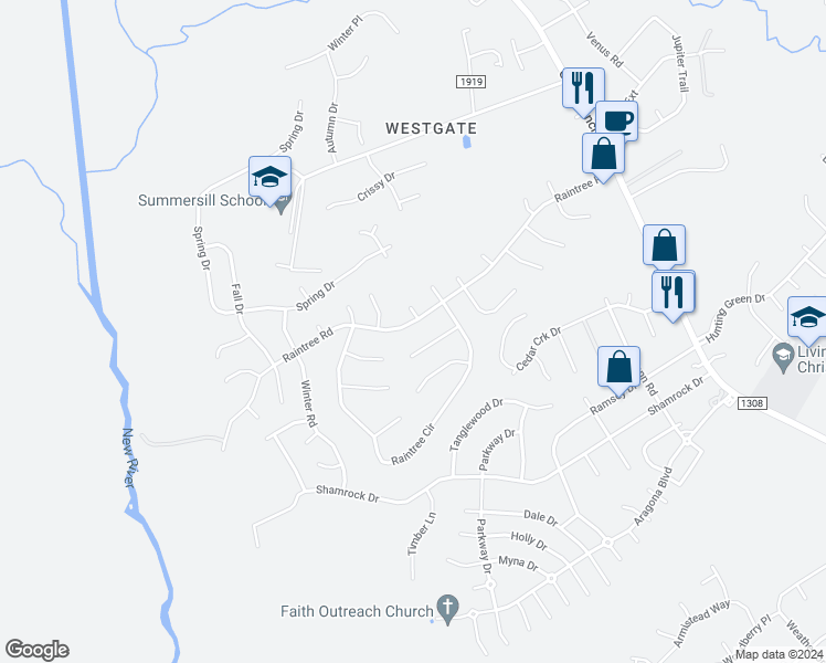 map of restaurants, bars, coffee shops, grocery stores, and more near 411 Raintree Road in Jacksonville