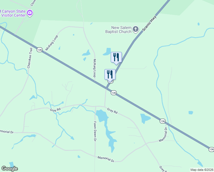 map of restaurants, bars, coffee shops, grocery stores, and more near 31 Scenic Highway in Rising Fawn