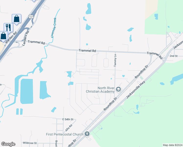 map of restaurants, bars, coffee shops, grocery stores, and more near 6617 Ridgemist Lane in North Little Rock