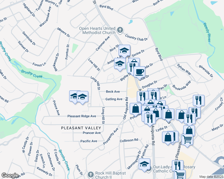 map of restaurants, bars, coffee shops, grocery stores, and more near 26 Beck Avenue in Greenville