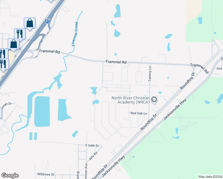 map of restaurants, bars, coffee shops, grocery stores, and more near 6501 Ridgemist Lane in North Little Rock