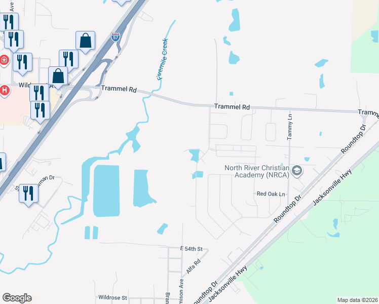 map of restaurants, bars, coffee shops, grocery stores, and more near 6309 Skylark Court in North Little Rock