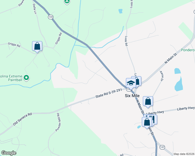 map of restaurants, bars, coffee shops, grocery stores, and more near 213 Hominey Hills Road in Six Mile