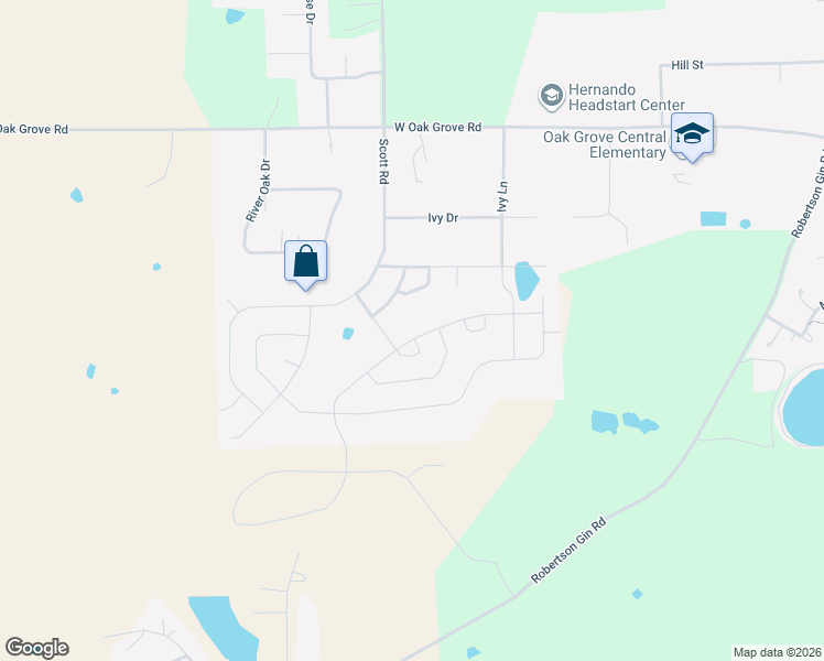 map of restaurants, bars, coffee shops, grocery stores, and more near 3398 Pettingill Way in Hernando