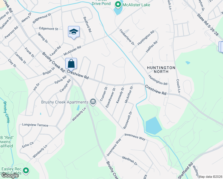 map of restaurants, bars, coffee shops, grocery stores, and more near 108 Eisenhower Street in Easley