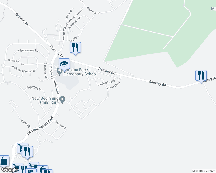 map of restaurants, bars, coffee shops, grocery stores, and more near 140 Waterstone Lane in Jacksonville